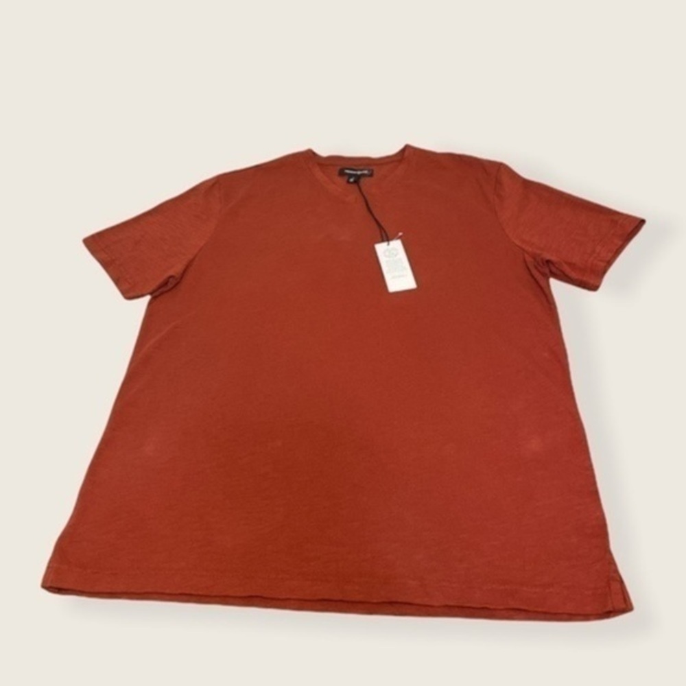 Treasure & Bond Mens cotton Burnt Orange VNeck short sleeve T-shirt NWT Sz Large